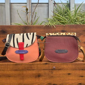 Bolso de hombro de cuero reciclado con estampado de animales, bolso Interior de cuero de colores con doble solapa, bolsos cruzados elegantes convertibles para mujer - Product Image 5