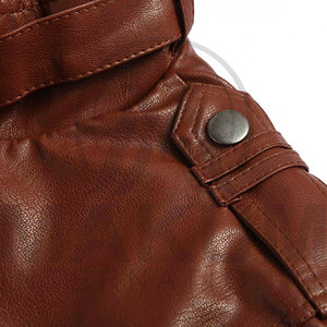 Blouson de moto en cuir pour homme, col montant, respirant, écologique, coupe-vent, blouson bomber pour la conduite hivernale 2024 - Product Image 4