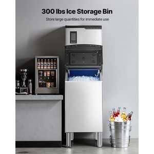 Macchina per il Ghiaccio Commerciale da 800 libbre/24 ore con Pulizia Automatica e Contenitore di Stoccaggio in Acciaio Inossidabile da 300 libbre - Product Image 3