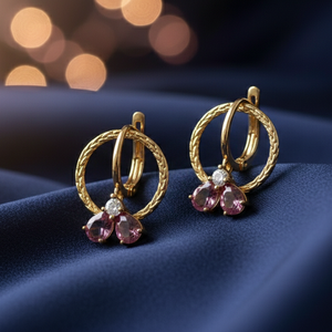 Pear Pink Hydro Earrings 925 <b>Sterling</b> <b>Silver</b> 18K Gold Plated Fashion Handmade Statement Earrings Gift for Women - Product Image 3
