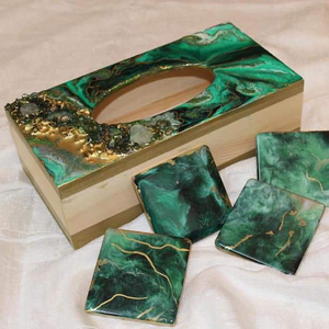 Boîte à mouchoirs en résine de style nautique, modèle en résine époxy, fabriquée en Inde - Product Image 1