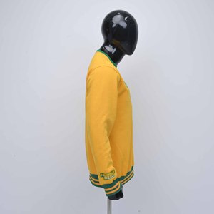 Premium Quality Custom Logo Yellow Green Letter Applique <b>Men</b> Sweatshirt Long Sleeve Crew Neck <b>Pullover</b> Hoodie for Campus Wear - Product Image 3