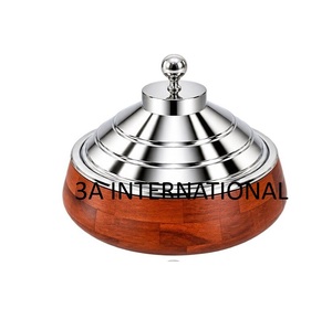 Casserole en bois de noyer de qualité supérieure, très vendue, avec couvercle en acier inoxydable, pot isotherme rond à double paroi - Product Image 3