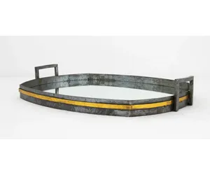 Premium Artisan Crafted Metal Tray Handmade Luxury Decor PieceStylish Coffee Tray for Contemporary Interior and Home Decor Safe - Product Image 2