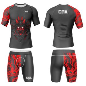 Conjunto de Compresión de Manga Larga con Impresión por Sublimación sin Costuras, Ropa Deportiva Transpirable de Primera Calidad, Rashguard y Leggings para MMA - Product Image 1
