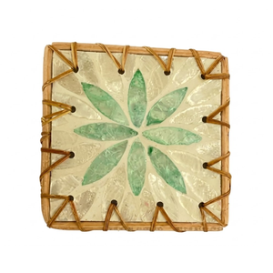 Sophisticated Rattan Table Mat Inlaid Mother of Pearl Eco Friendly Woven <b>Placemat</b> for Parties - Product Image 1