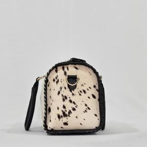 <b>Black</b> 100% Genuine Leather <b>Mini</b> Speedy Duffle Weekender Travel <b>Bag</b> High Quality Sport Style Floral Carved Vintage - Product Image 3