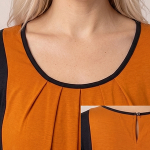 Women's Orange <b>Maternity</b> Dress Long Sleeve <b>Maternity</b> & Nursing <b>Nightgown</b> Back Closure Knee-Length Solid Knitted <b>Nightgown</b> - Product Image 4