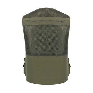 Men's Olive Green Multi Pocket Tactical <b>Vest</b> Breathable Zipper Closure Outdoor <b>Utility</b> Waistcoat Casual Summer Wear - Product Image 4