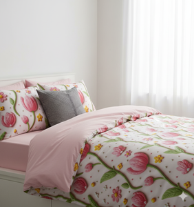 Ensemble de literie pour lit double sans plis, facile d'entretien, en coton tissé lavé, draps à motifs floraux, style moderne, 4 pièces, toutes saisons - Product Image 5