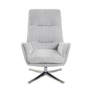 Fauteuil pivotant avec ottoman, confortable, revêtement en chenille grise, meubles élégants, base en métal finition argentée, 1 pièce, ensembles pour salon - Product Image 6