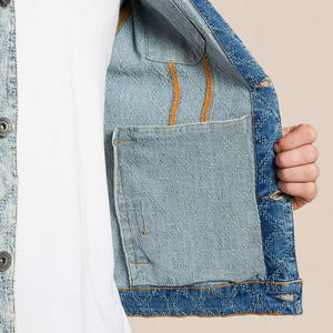 Men's Slim Fit <b>Denim</b> <b>Jacket</b> With Rivet Decoration Turn-down Collar Casual Style Washed Finish Autumn Wear - Product Image 4