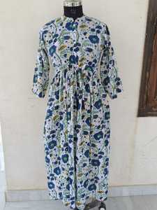 Robe longue en coton imprimé floral bohème, col élégant, coupe évasée, décontractée, pour plage et soirée, vente en gros, exportation - Product Image 2