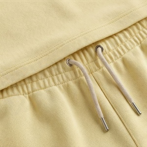 <b>Women's</b> 2 Piece Knitted Solid Yellow <b>Shorts</b> <b>Set</b> Crew Neck <b>Short</b> Sleeve <b>T</b> <b>Shirt</b> With Embroidered Floral Pattern Casual Spring - Product Image 5