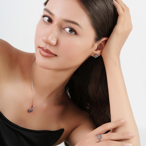 Ensemble de bijoux fins de haute qualité en argent sterling 925 avec saphir bleu naturel, comprenant bague, boucles d'oreilles et pendentif, pour femmes - Product Image 4
