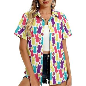 Camisa Aloha para mujer con estampado floral tropical, abotonada, de corte relajado, blusa de playa de verano - Product Image 3