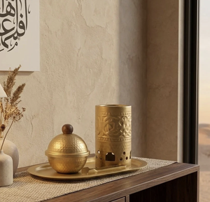 Ensemble brûleur d'encens à l'essence de platine pour une aromathérapie optimale, brûleur d'oud moderne et minimaliste avec plateau de luxe - Product Image 5