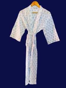 ชุดกิโมโนผ้าฝ้ายพิมพ์ลายฤดูร้อน ชุดนอนกิโมโนผ้าฝ้ายพิมพ์ลายด้วยมือ เสื้อคลุมกิโมโนผ้าฝ้าย ชุดคลุมกิโมโนผ้าฝ้ายพิมพ์ลายสำหรับผู้หญิง - Product Image 1