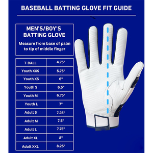 Guantes de Bateo de Béisbol |   Par |   Adultos y Jóvenes |   Palma de cuero de grano completo |   Insertos AirMesh |   Correa de Muñeca QuikAdjust - Product Image 6