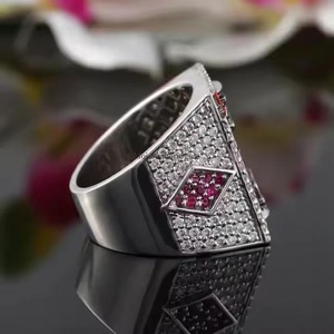 Men's Trendy Hip Hop <b>Iced</b> Out Silver with your Photos Full VS Lab Grown Diamond Hip-hop Style <b>Ring</b> From Indian Manufacturer - Product Image 3