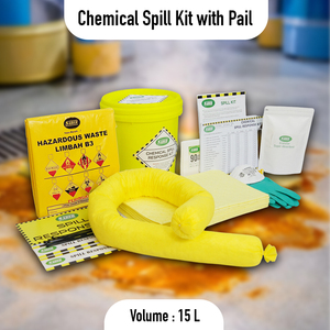 Kit de Derrame de Materiales Peligrosos de 15L, Almohadillas Absorbentes de Químicos Ácidos, Calcetines, EPP, Respuesta de Emergencia a Derrames para Laboratorios Industriales - Product Image 2