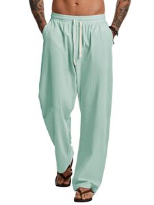 Cotton Jersey Trousers For <b>Men</b> Straight Mid Solid Joggers <b>Pants</b> Soft <b>Yoga</b> Lightweight Baggy Streetwear Lounge Casual Pockets - Product Image 2