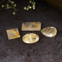 Quartz Rutile Doré Multicolore Taillé, Pierre Semi-Précieuse Naturelle de Forme Unique pour la Fabrication de Bijoux