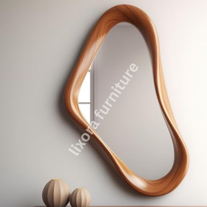 <b>Irregular</b> Wooden Wall <b>Mirror</b> Mid Century Modern Framed Decorative <b>Mirror</b> Handmade for Home Interior - Product Image 5