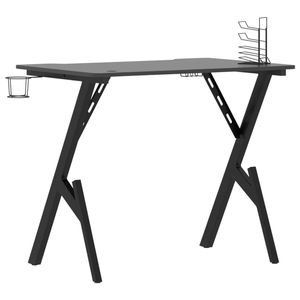 Escritorio para juegos de madera y hierro de ingeniería en color negro, 35,4 x 23,6 x 29,5 pulgadas, mesa para juegos elegante y práctica - Product Image 5