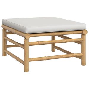 Set Lounge Modulare da Giardino di Medie Dimensioni in Bambù Grigio Chiaro e Poliestere per Spazi Esterni - Product Image 6