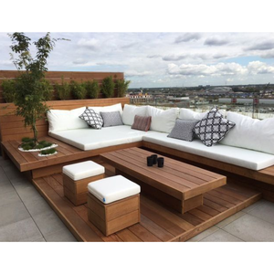 Juego de Muebles de Jardín de Lujo para Exteriores, Sofá Seccional de Madera Maciza para Patio - Product Image 1