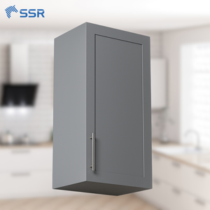 Armoire murale moderne SSR, porte en PVC gris, structure en MDF, rangement de cuisine rectangulaire, design contemporain, style minimaliste - Product Image 1