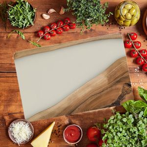Resin Epoxy Wave Rectangle Non-Toxic Easy to Clean Dishwasher <b>Safe</b> 1.3cm Thick Chopping Block with Resin <b>Knife</b> Handle - Product Image 2