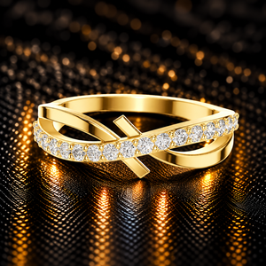 Bague d'anniversaire en or massif 14K 18K avec diamant de laboratoire taille ronde 0,28 carat DEF VVS, motif infini croisé pavé de diamants, vente en gros - Product Image 1