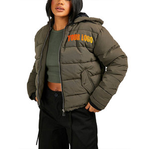 Custom Design <b>Women</b> Hooded Nylon Puffer <b>Jacket</b> Winter Warm Thick <b>Zip</b>-<b>Up</b> Solid Color <b>Women</b> Padded Bubble <b>Jacket</b> - Product Image 4