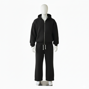 Ensemble sweat-shirt et pantalon de survêtement en molleton de coton uni pour homme, survêtement personnalisé de haute qualité, vêtements d'hiver - Product Image 1