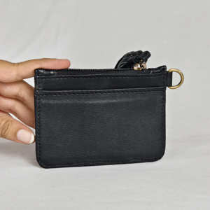 Women's Fashion Turquoise <b>Boot</b> Stitch Genuine Leather Zipper Coin Purse With Wristlet Cowhide Large Capacity Tassel Mini Wallets - Product Image 2