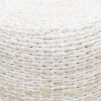 Chic Coastal Mimbre Agua Jacinto Puf Redondo Tejido a mano Acabado blanqueado Sostenible Vietnam Hecho a mano Muebles minimalistas modernos