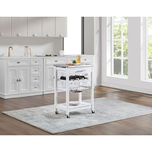 Carrello da Cucina Mobile con Isola, Cassetto Sottostante e Cesto Portaoggetti Scorrevole in Rete - Product Image 5