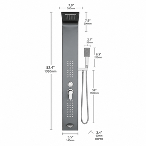 Panel de Ducha Multifunción de Pared con Lluvia, Ducha Manual y Jets Suaves, Diseño Moderno de Acero Inoxidable Cepillado para Hotel y Dormitorio - Product Image 5