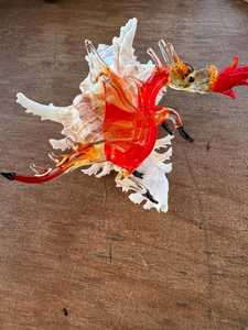Handmade Glass Dragon Figurine <b>Red</b> Orange Wings Contemporary Art Decor Tabletop <b>Vase</b> Irregular Shape Glass Crystal Sculpture - Product Image 3