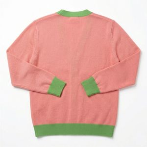 Cárdigan de Punto Bordado para Mujer, Cuello en V, Manga Larga, Color en Contraste, Abotonado, Estilo Casual Vintage, Logotipo Personalizado, Look Preppy - Product Image 6