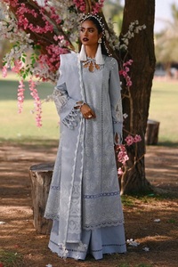 Light <b>Blue</b> Embroidered Salwar Kameez Women's Indian Pakistani Outfit Lawn Ethnic Wear for Wedding Party 3pc Stitched - Product Image 2