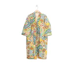 Indien Vintage unisexe Kantha Kimono fait à la main coton Long manteau veste vêtements de nuit légers usage domestique gratuit hiver automne printemps - Product Image 1