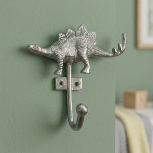 Beads Art Stegosaurus Wall Hook Metal Single Cartoon Animal Design Children's <b>Coat</b> Hanger Multifunction Anti Rust Wall Mounted - Product Image 3