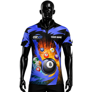 เสื้อบิลเลียดแขนสั้น ORVO SPORTS สำหรับผู้ชาย พิมพ์ลายแบบ Sublimation ระบายอากาศได้ดี ผ้าเทอร์รี่ แห้งเร็ว โพลีเอสเตอร์ 100% สีดำ หลายสี - Product Image 5