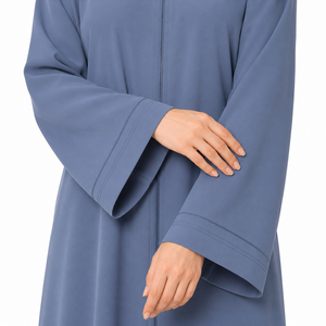 Abaya Turca Elegante y Modesta, Color Negro Real, Abaya Negra con Cierre, Estilo Turco - Product Image 2