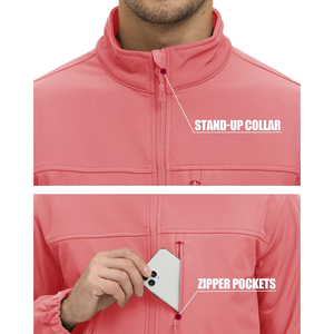 Custom Men’s Softshell Jacket Waterproof Windproof Outdoor Jacket Stand Collar Full <b>Zip</b> Lightweight Performance Jacket OEM ODM - Product Image 4