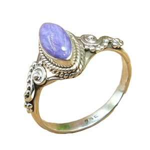 เงินแท้ 925 สีม่วงธรรมชาติ ชารอยต์ รูปทรงมาร์ควิส ทำด้วยมือ โบโฮ วินเทจ ฟิลิกรี แหวนผู้หญิง เครื่องประดับขายส่ง - Product Image 1