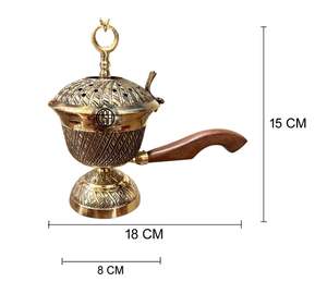 Quemador de Incienso de Latón Artesanal Daood Sons con Mango de Madera, Difusor de Aromaterapia, Soporte para Incienso de Carbón, Único y Ecológico - Product Image 2